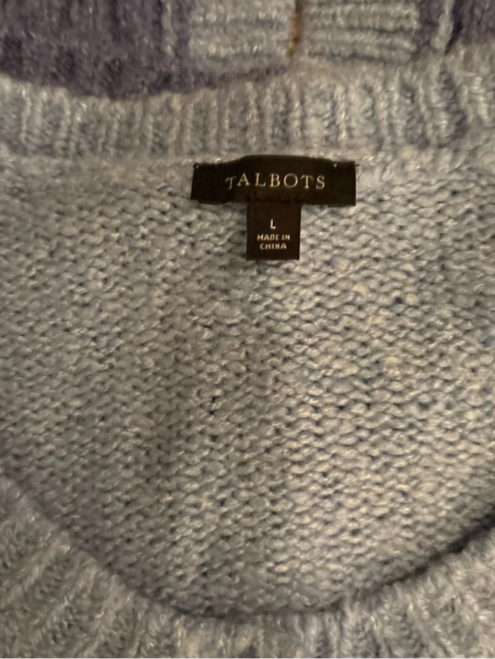 Talbots Light Blue and Cream Patterned Button-Up Cardigan - Picture 3 of 3